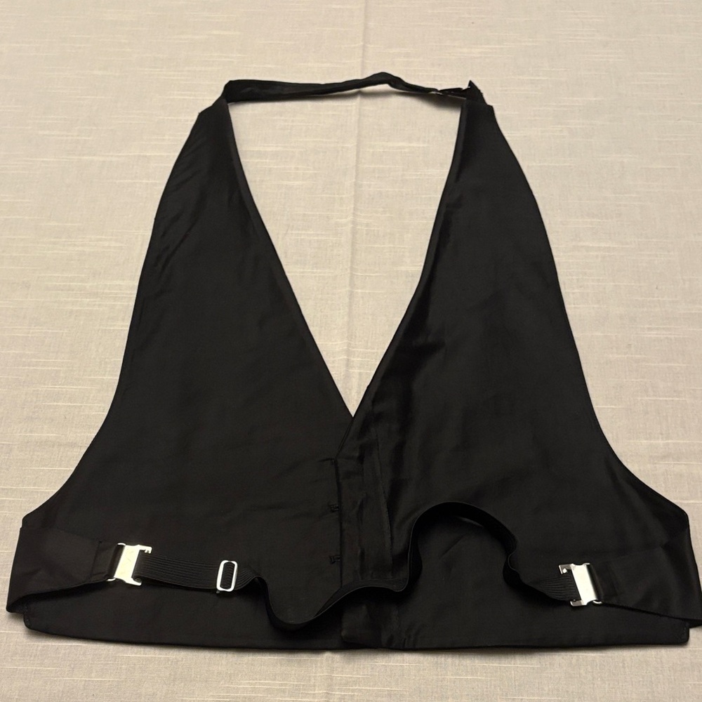 Elegant Men's Tuxedo Vest Black Tie Adjustable Waist and Neck - Picture 5 of 9